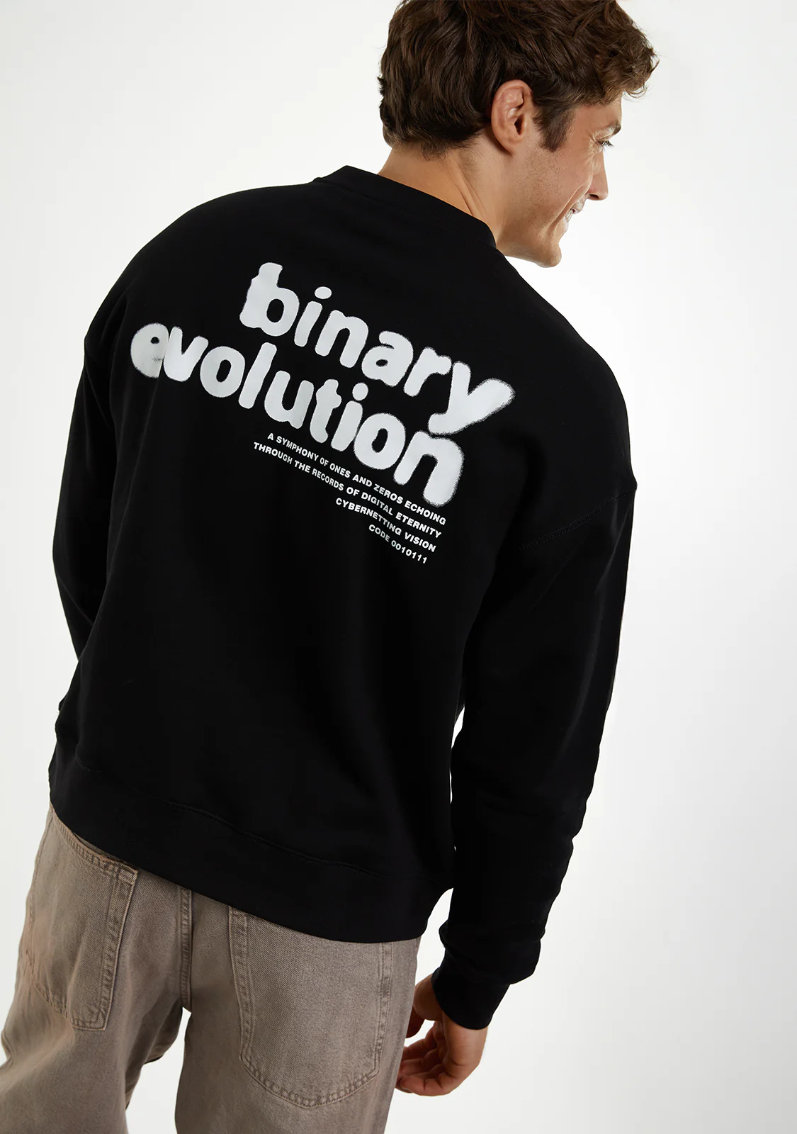 Crewneck Binary Oversize Sweatshirt Black - Image 5