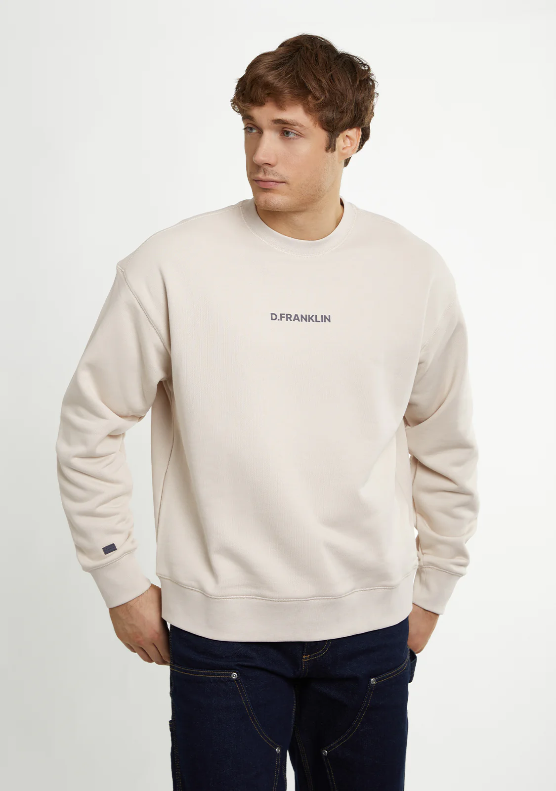 Crewneck Binary Oversize Sweatshirt Grey - Image 4
